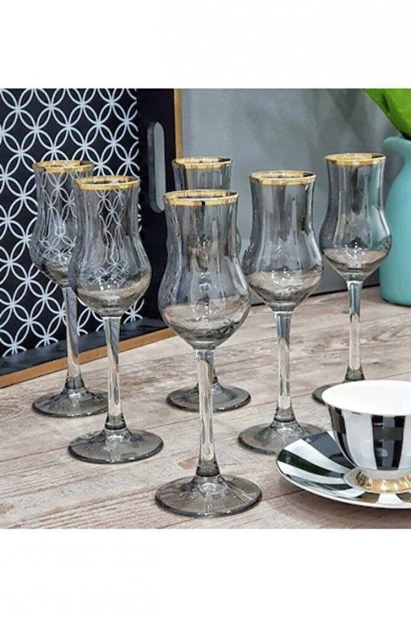 Grappa 6 Kişilik Kahve Yanı Cam Su Bardağı Seti  Çeyizlik Set Kadeh  Şampanya Kadehi Şarap Kadehi - 3