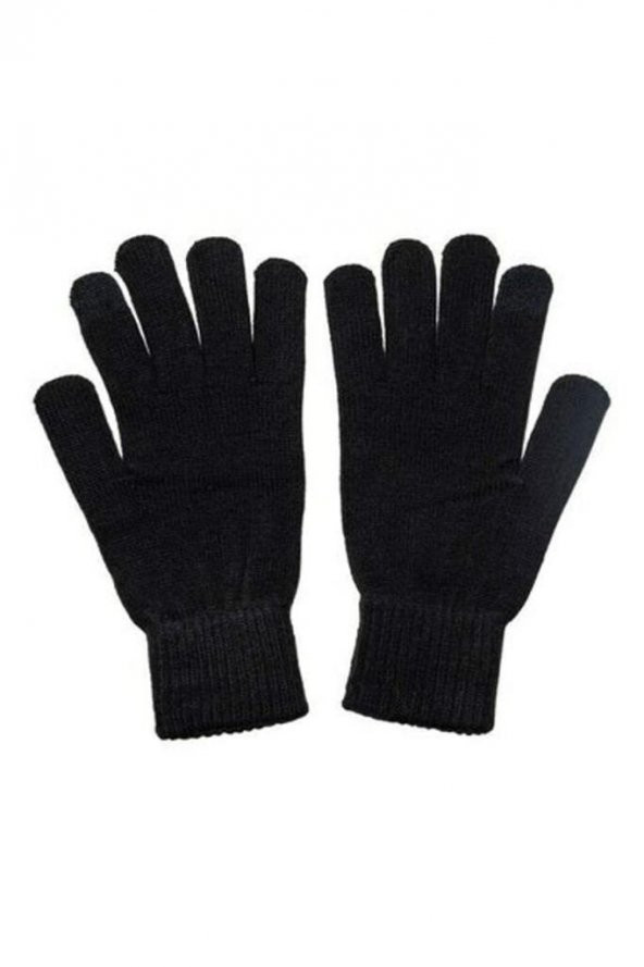 Çift Katlı Kalın Siyah Sıcak Tutan Yün Kışlık Kadın Erkek Eldiven Unisex 1 Çift - 6