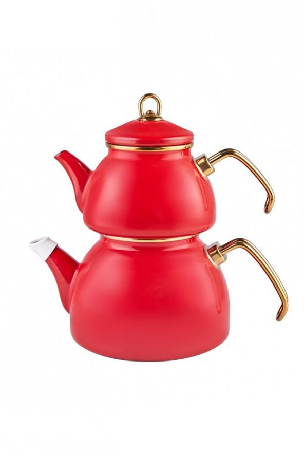 Retro Emaye Kırmızı Çaydanlık - 2