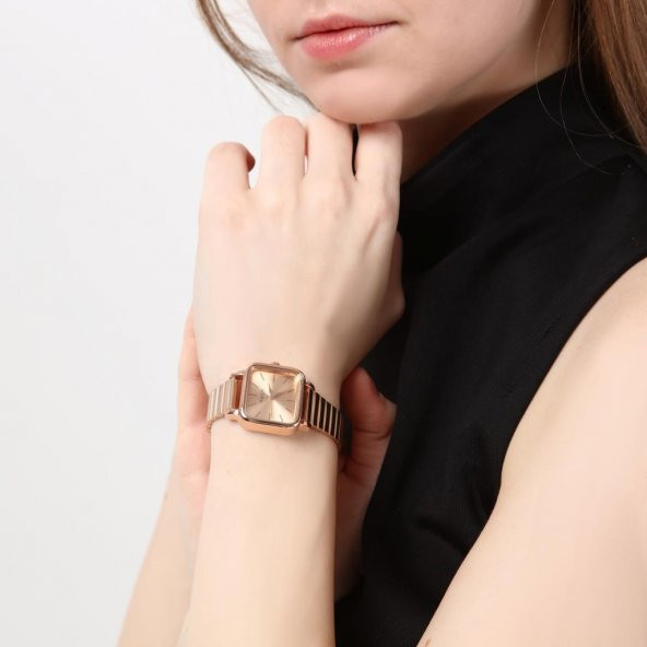 Minimal Kare Rose Gold Kadın Kol Saati