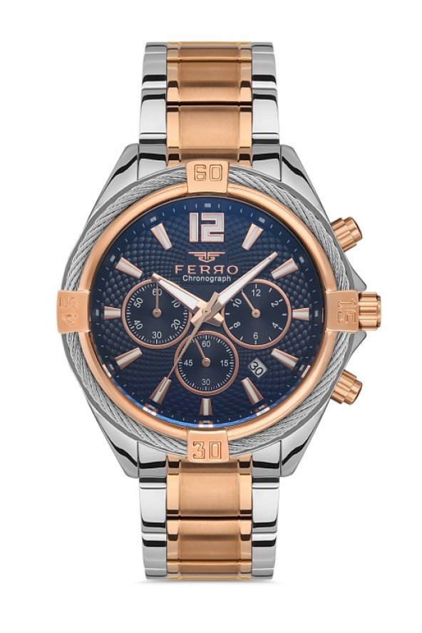Ferro FM31248A-E3 45 mm Rose - Silver Erkek Kol Saati