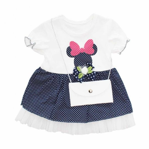 Kız Bebek Laci Mickey Desenli Çantalı Elbise