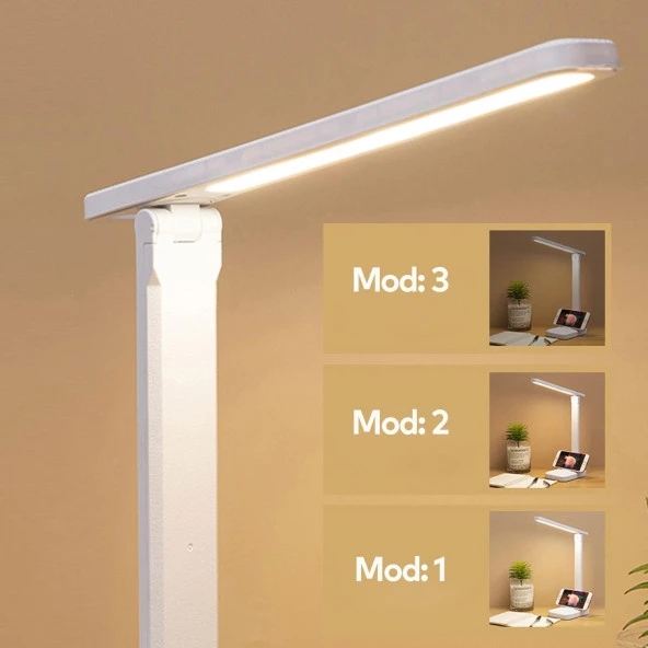 Klaus Ledli Masa Lambası 3 Modlu Oynar Başlıklı Şarjlı Çalışma Lambası 9W - 7