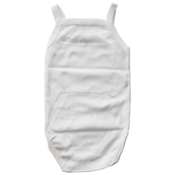 Unisex Ekru İp Askılı Çıtçıtlı Badi Zıbın - 3