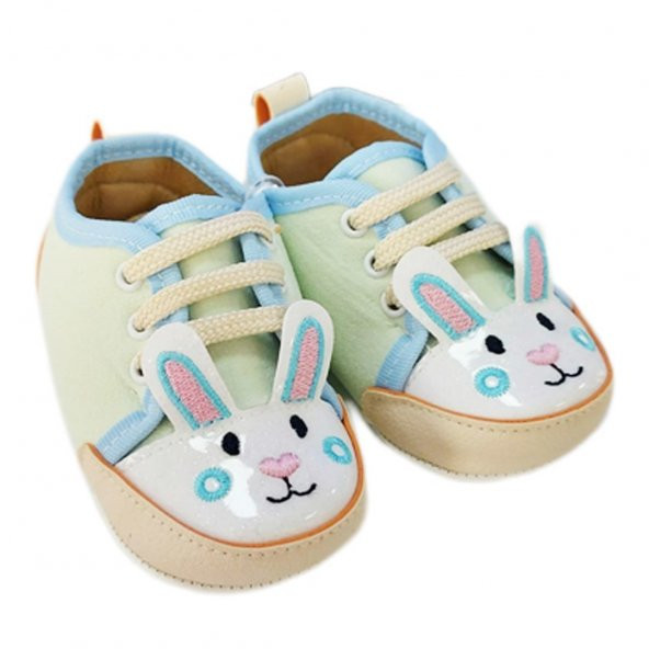 Kız Bebek Turkuaz Tavşanlı Bağcıklı Ayakkabı
