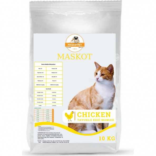 Maskot Tavuklu Yetişkin Kedi Maması 10 kg