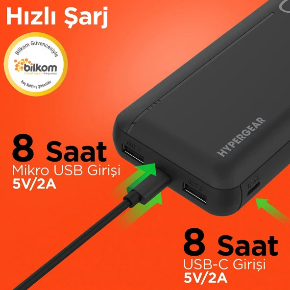 Hypergear 20000mAH Dual UsbA Çıkışlı Powerbank Siyah - 3
