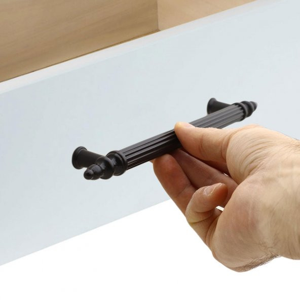Mobilya Çekmece Mutfak Dolap Kapak Kulpu Kulbu 160 mm Siyah Sert Plastik Kulp (5 Adet) - 2