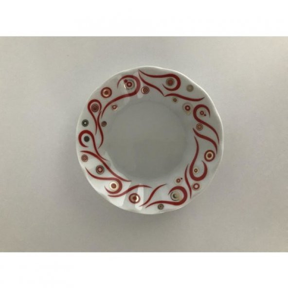 PORLAND PORSELEN 6'LI KIRMIZI YAKAMOZ ÇAY TABAĞI - 2