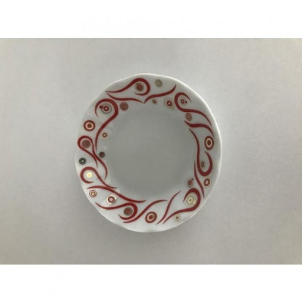 PORLAND PORSELEN 6'LI KIRMIZI YAKAMOZ ÇAY TABAĞI - 3