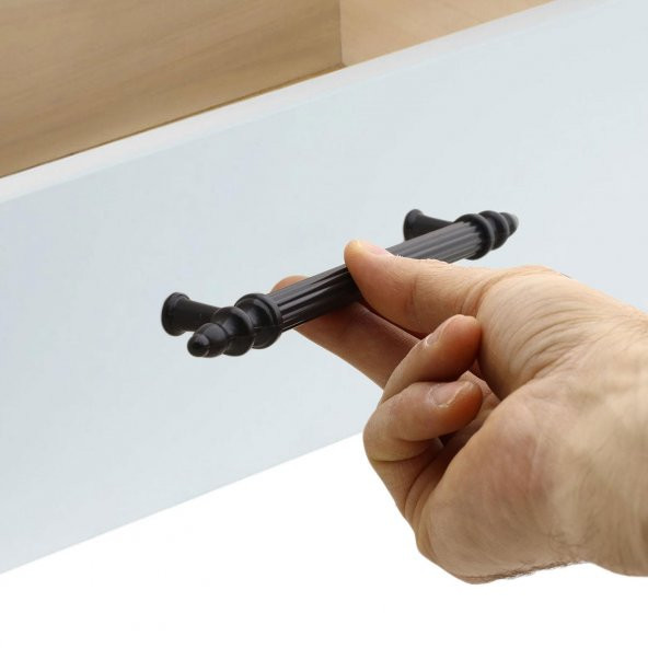 Mobilya Çekmece Mutfak Dolap Kapak Kulpu Kulbu 128 mm Siyah Sert Plastik Kulp (5 ADET) - 2