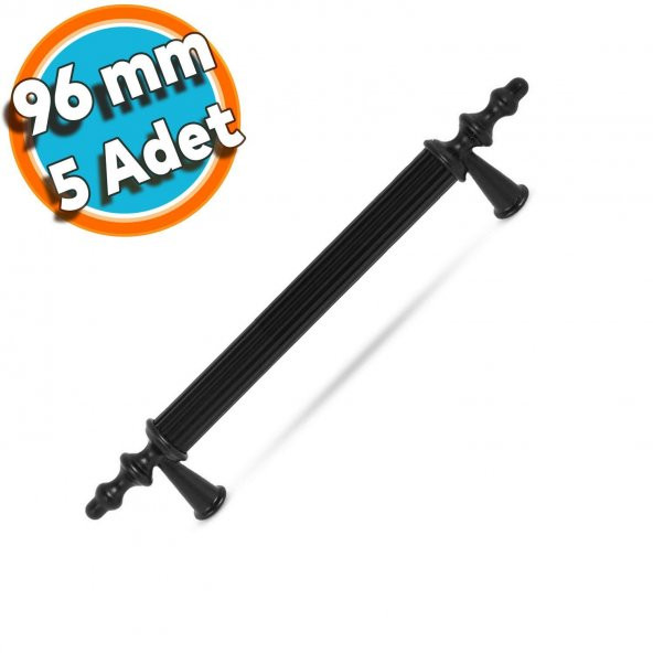 Çekmece Mutfak Dolap Kapak Kulpu Kulbu 96 mm Siyah Sert Plastik Kulp (5 Adet)