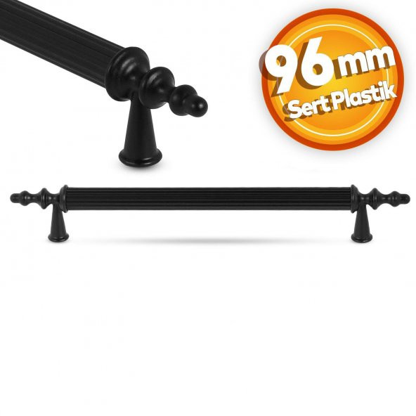 Çekmece Mutfak Dolap Kapak Kulpu Kulbu 96 mm Siyah Sert Plastik Kulp (5 Adet) - 6