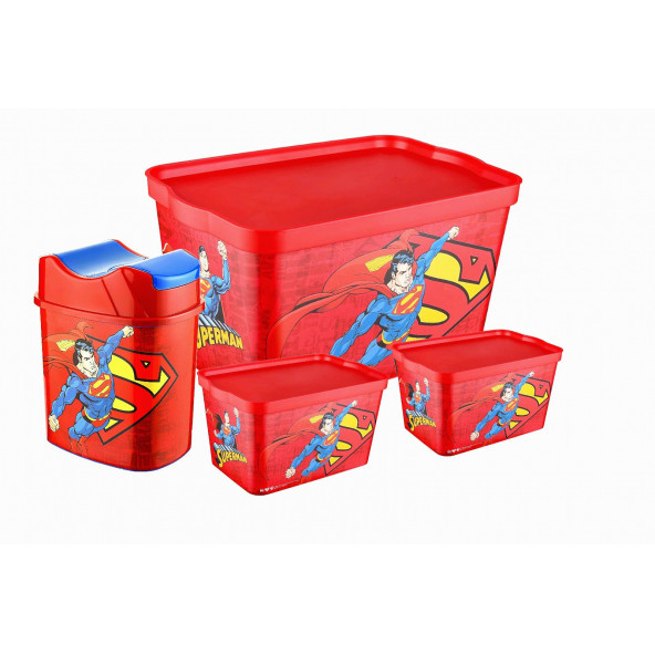 Süperman 3 Lü Oyuncak ve Hobi Kutu Seti +Çöp Kutusu