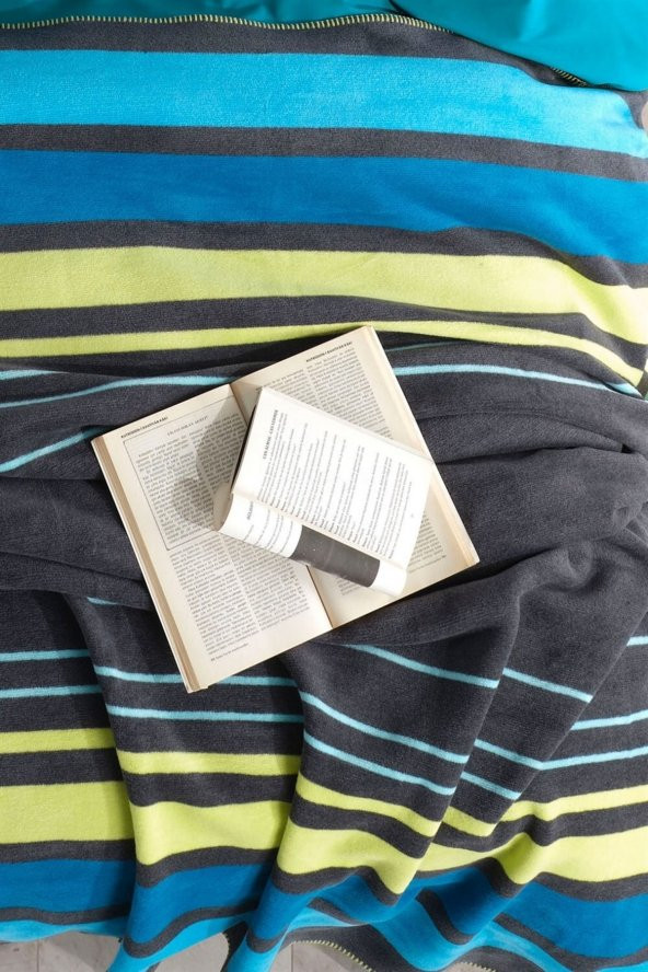 İyi Geceler İstanbul In Line Çift Kişilik Pamuk Battaniye-Mavi - 2