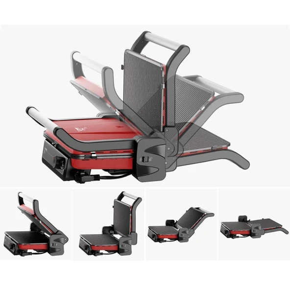 Gazzella TST 1000 K Tostum 2000W Tost ve Izgara Makinesi - Kırmızı - 2