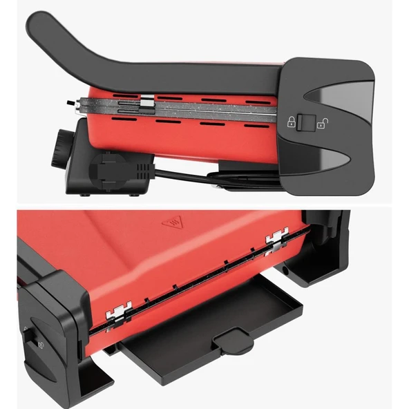 Gazzella TST 1000 K Tostum 2000W Tost ve Izgara Makinesi - Kırmızı - 6