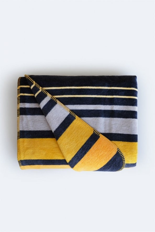 İyi Geceler İstanbul In Line Çift Kişilik Pamuk Battaniye- Sarı - 3