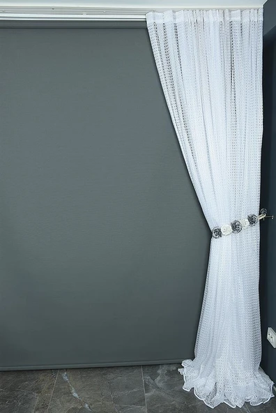 KARDELEN MODEL BEYAZ RENK TEK KANAT Hazır dikilmiş Pileli Fon Perde 300*260 cm - Resim 6