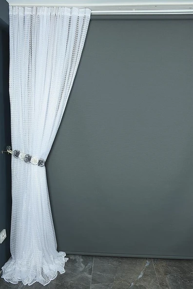 KARDELEN MODEL BEYAZ RENK TEK KANAT Hazır dikilmiş Pileli Fon Perde 300*260 cm - Resim 5