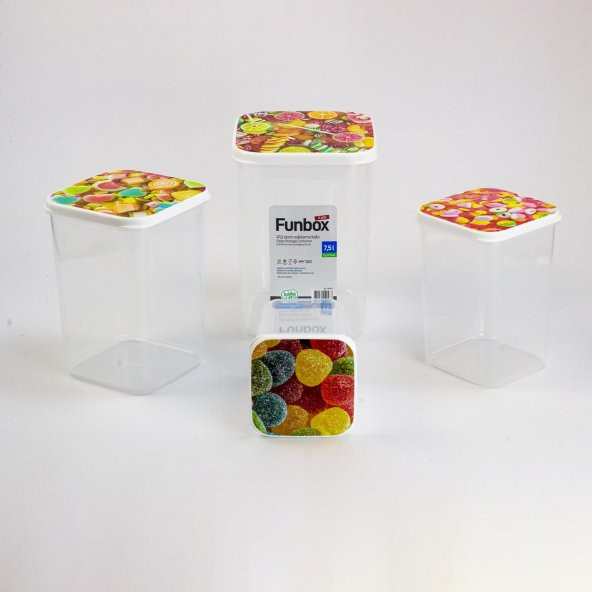 Hobby Life 4Lü Uzun Funbox Saklama Kabı (0,9+1,4+2,1+3,1 Lt) Şeker Desenli - 1
