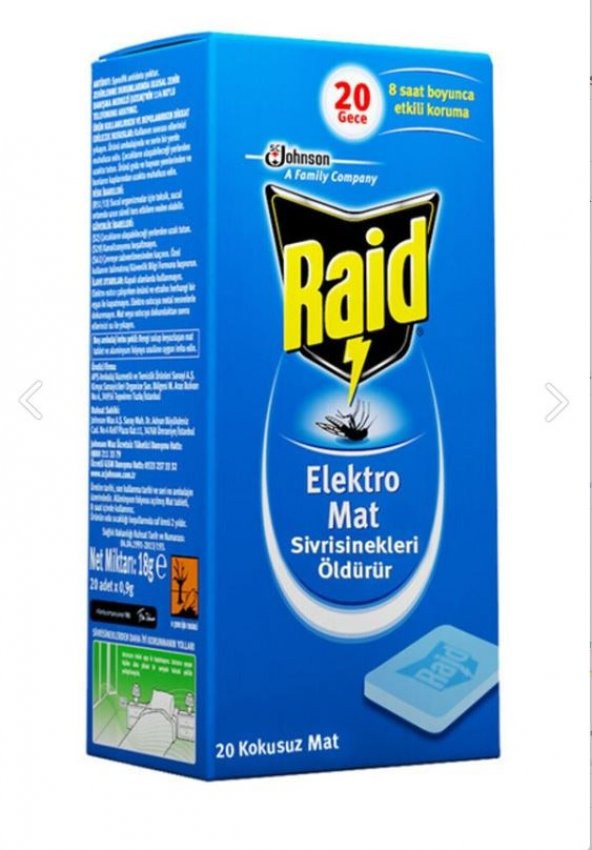 Raid Elektro Mat Kokusuz Tablet, 20li (sivrisineklere Karşı)  8690784131100