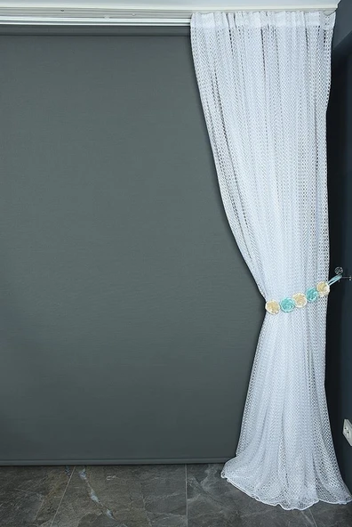 ORKİDE MODEL BEYAZ RENK TEK KANAT Hazır dikilmiş Pileli Fon Perde 300*260 cm - Resim 6