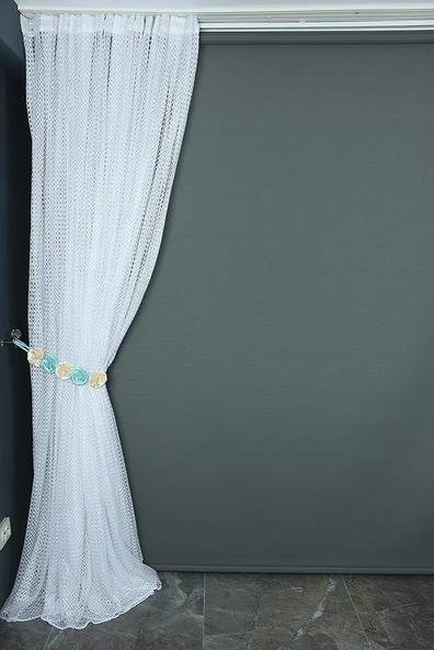 ORKİDE MODEL BEYAZ RENK TEK KANAT Hazır dikilmiş Pileli Fon Perde 300*260 cm - Resim 5