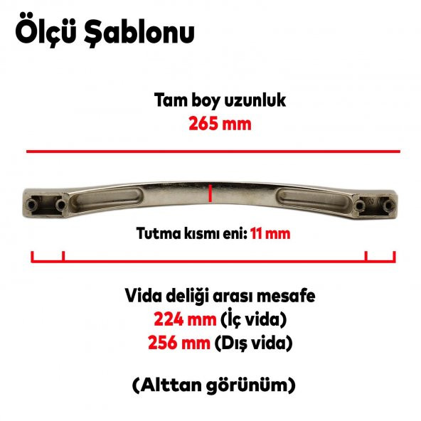 Çekmece Mutfak Dolap Kapak Kulpu Kulbu 224-256 mm İnox Metal Kulp - Resim 3