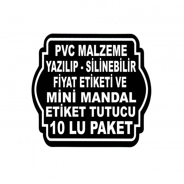 MT Yaz/Sil Siyah PVC Fiyat Etiketi ve Mini Mandal Etiket Tutucu 10 lu Set - 7