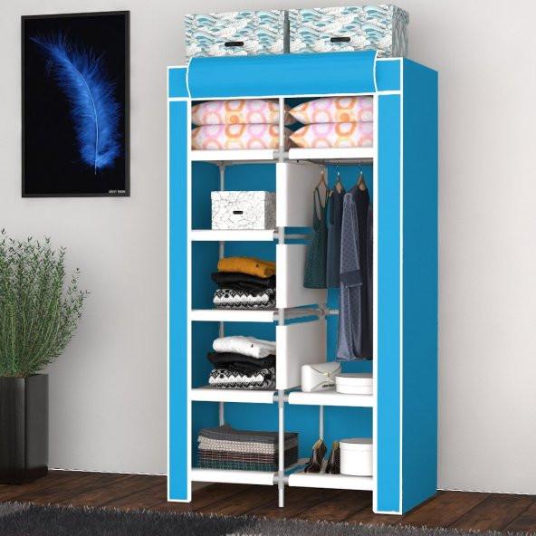 Raflı Askılı Çok Amaçlı Mini Bez Dolap - 13