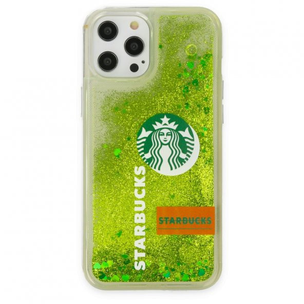 iPhone 12 Pro Kılıf Starbuck Sulu Silikon - Açık Yeşil