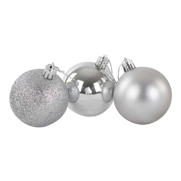 Asılabilir Yılbaşı Yeniyıl Ağacı Süsü 6cm Top GÜMÜŞ 24 lü Christmas Tree Ornaments Yeni Yıl Süsleri - 2