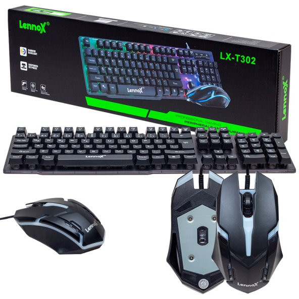 Lennox LX-T302, Deiog DY-T302 Bright  Backlit Gaming Klavye Mouse SET (RGB) - 3