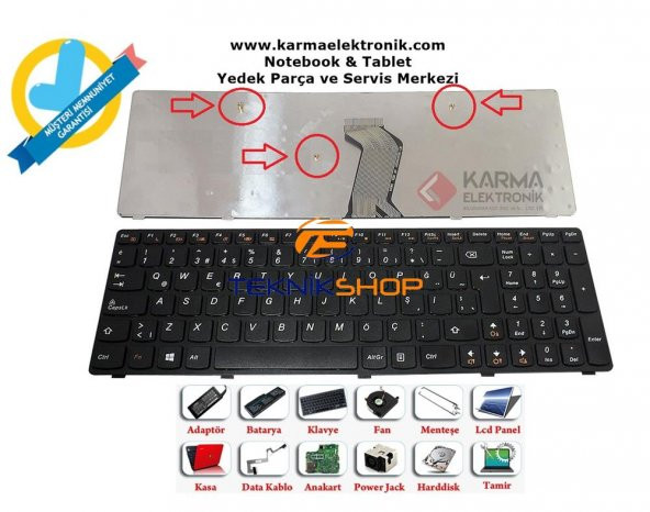 Lenovo T4G9-TUR,G500-TUR Notebook Klavyesi (Siyah TR) - 2