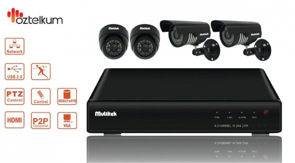 MULTİTEK DVR KIT 5004 4 KANAL DVR & KAMERA SETİ