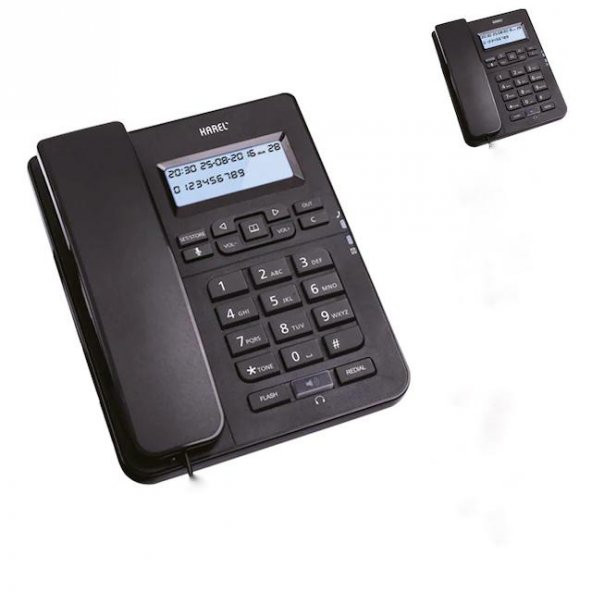 Karel TM145 Siyah Ekranlı Masaüstü Kablolu Telefon 2 li Paket