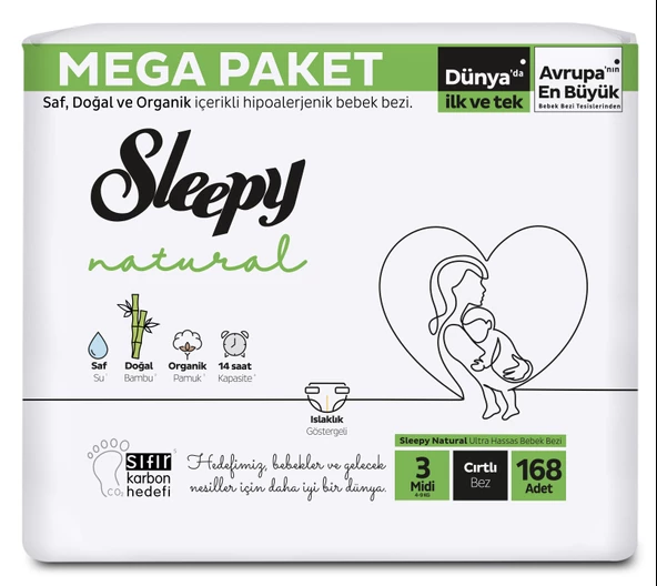 Sleepy Natural 3 Numara Midi 168'li Bebek Bezi - 8
