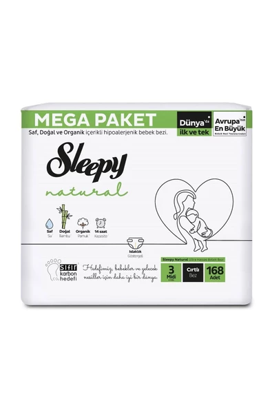 Sleepy Natural 3 Numara Midi 168'li Bebek Bezi - 2