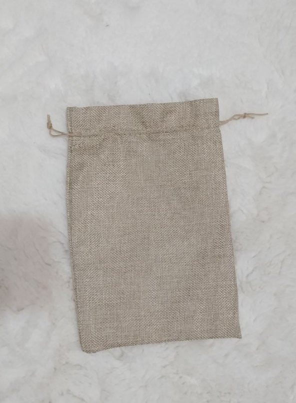 26x17,5 cm Hasır Kese Çanta Torba Hediyelik Kese Keten - 4