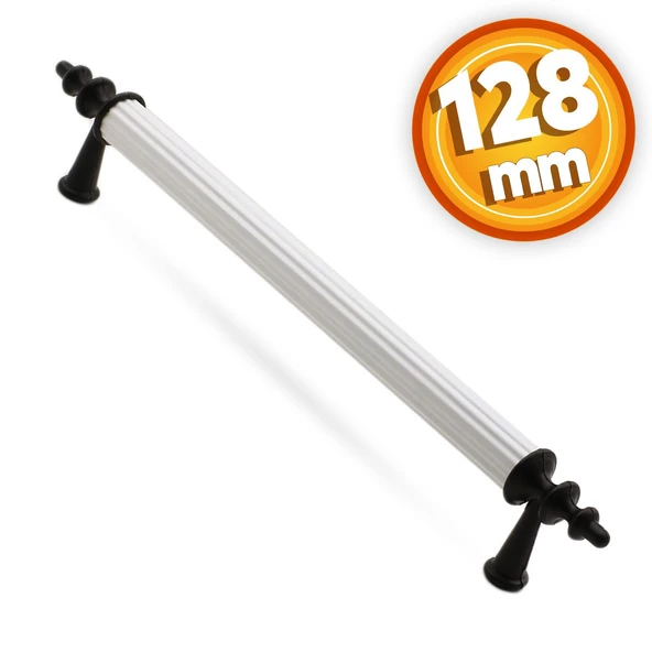 Ovacık Mobilya Çekmece Mutfak Dolap Dolabı Kulpu Kulbu (128 MM-12.8 CM) Beyaz Siyah Metal Kulpları