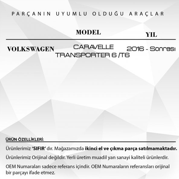 Volkswagen VW Transporter 6 T6, Caravelle için Yan Ayna Motor Tamir Dişlisi - 2