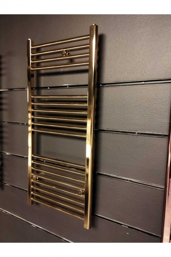 Toprak Havlupan 50 X 70 cm 10 Borulu Düz Gold Renk Titanyum Kaplama Havlupan Radyatör - 2
