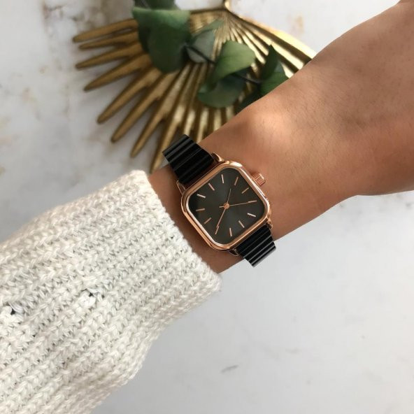 Hemera Rose Gold Kasa Siyah Kadın Kol Saati