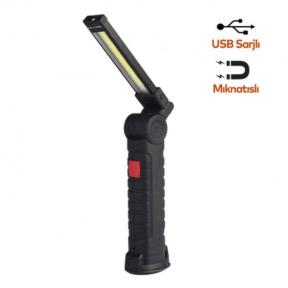Ledli El Feneri Lambası 3 Modlu Şarjlı Mıknatıslı Kamp Feneri - 7