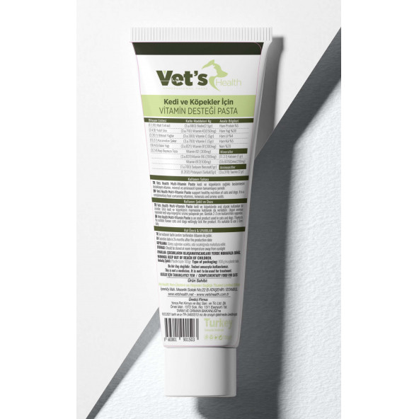 Vets Health Multi Vitamin Paste Kedi ve Köpekler Için Vitamin Desteği Pasta 100G (2ADET) - 2