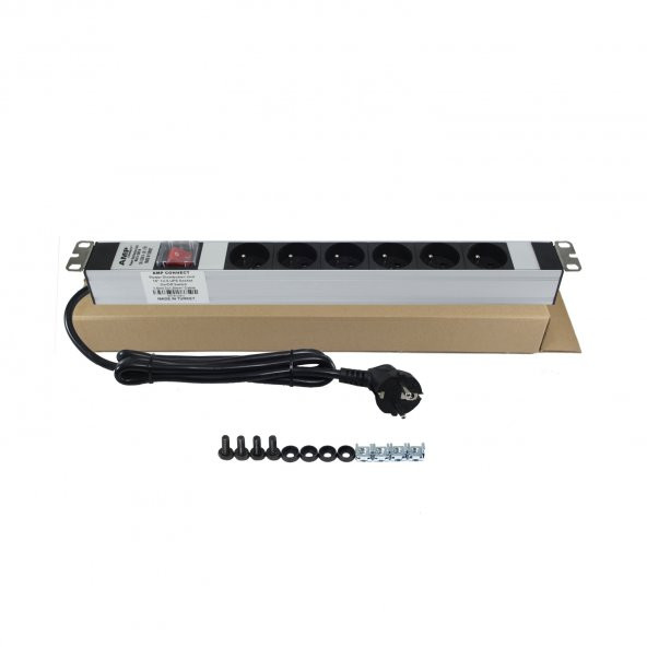 Amp Connect  19 İnç 1U 6 Çıkşlı Ups Fransız Soketli On/Off Işıklı