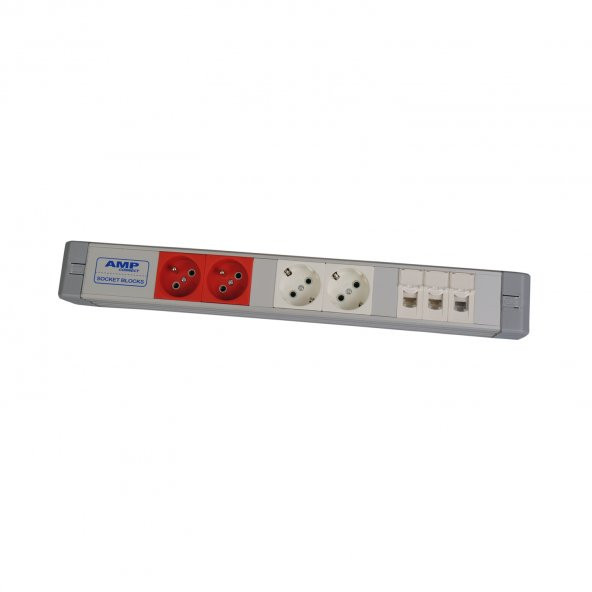2 Ups + 2 Şebeke + 2 Data + 1 Telefon Prizli Bürotik Blok