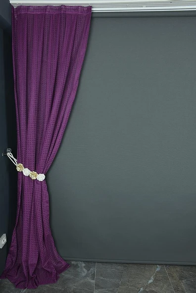 KARDELEN MODEL MOR RENK TEK KANAT Pileli Fon Perde 75*260 cm - Resim 3