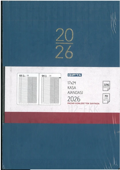 Gıpta 2026 Ticari Ajanda Sert Kapaklı 17x24 Lacivert Hafta Sonları Ayrıdır ürün görseli 1